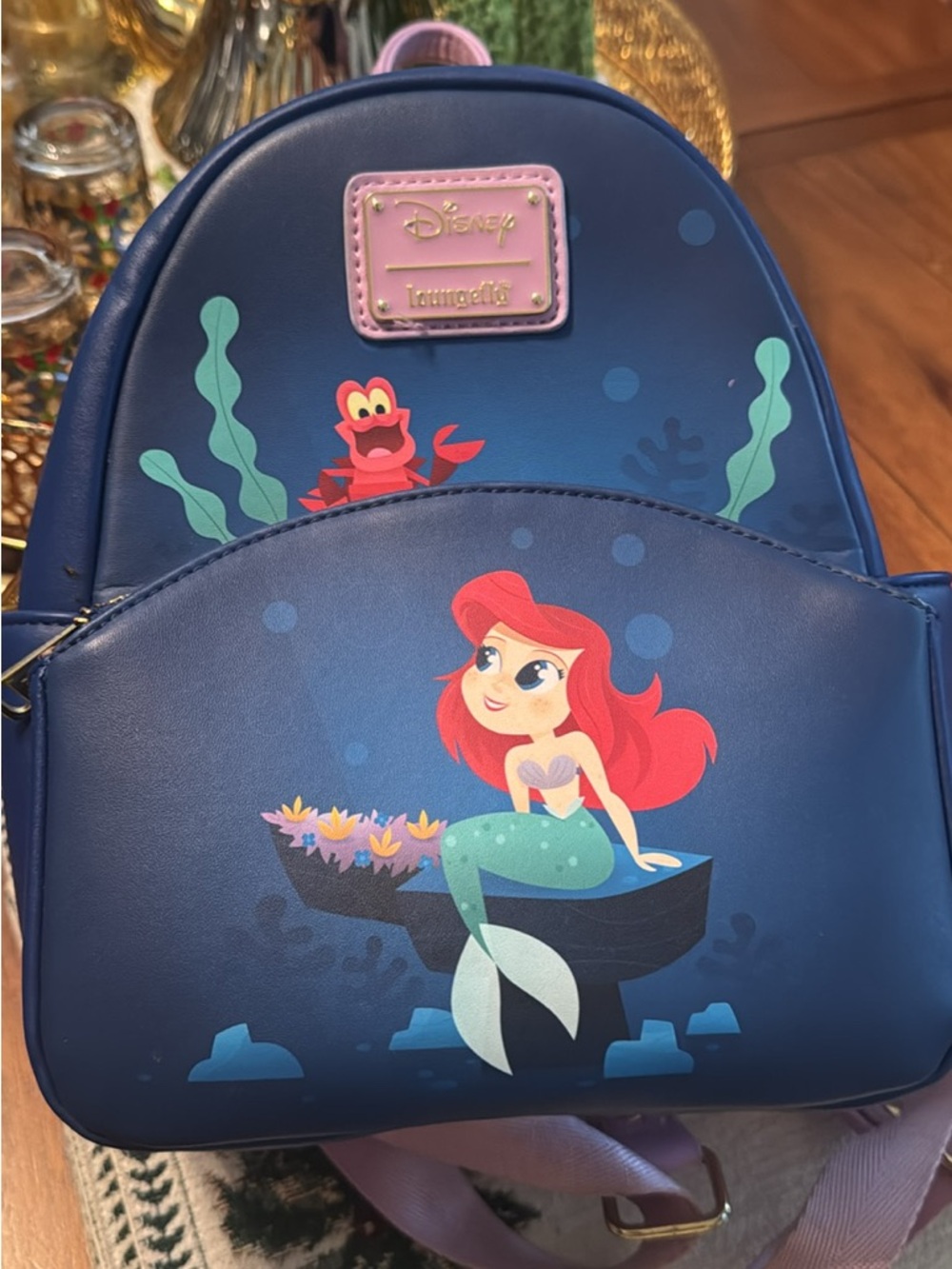 Loungefly Disney The Little Mermaid Navy Blue Pink Accent Mini Backpack
